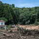 A landslide barely missed this home in Hiroshima, Japan.